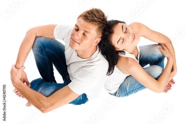 Obraz Happy young couple relaxing together