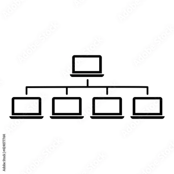 Fototapeta Computer network icon isolated on white background. Communication sign web internet network. Vector illustration.