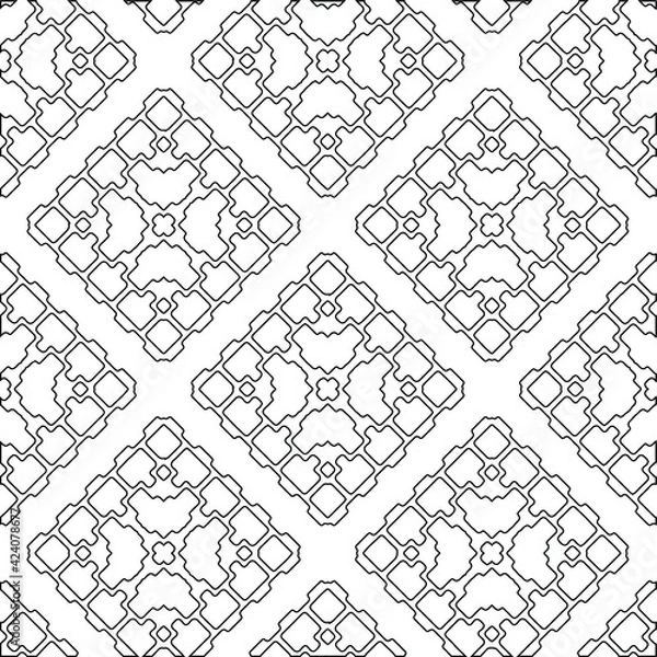 Fototapeta Geometric vector pattern with triangular elements. Seamless abstract ornament for wallpapers and backgrounds. Black and white colors. 