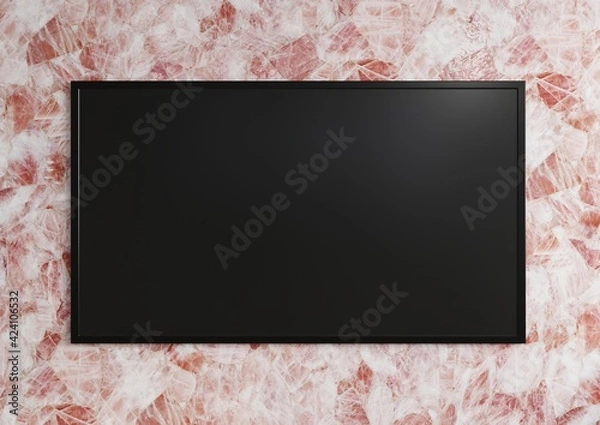 Obraz Tv mockup on red white marble wall.3d rendering.