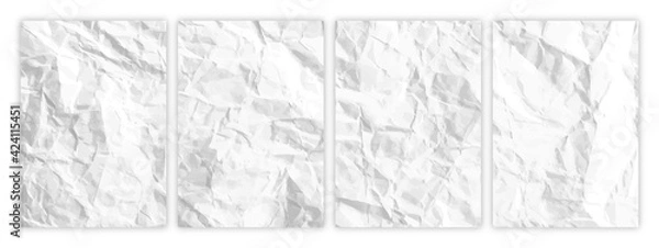 Fototapeta Set of A4 pages crumpled paper