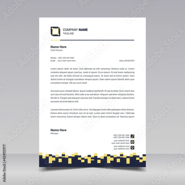 Fototapeta Letterhead design template. Modern, creative, clean, business style letterhead design templates for company project. Illustration vector