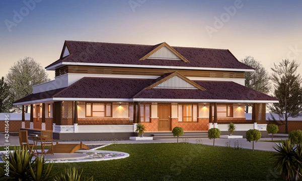 Fototapeta Modern home design 3d rendering