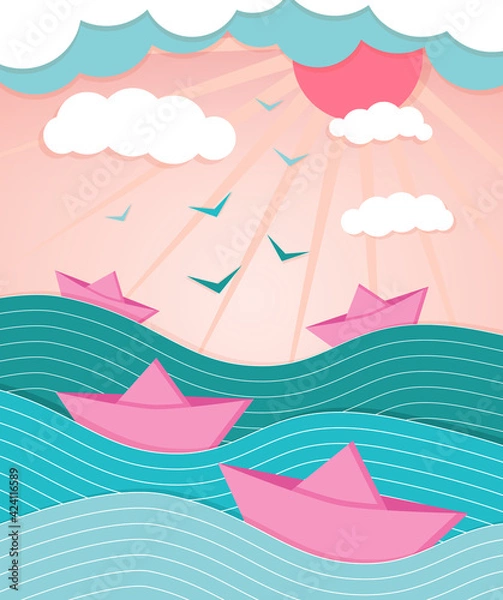Obraz Pink ships at sea