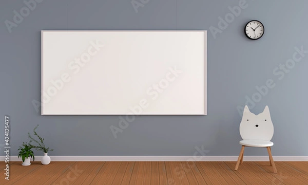 Obraz classroom for child and mockup whiteboard, 3d rendering