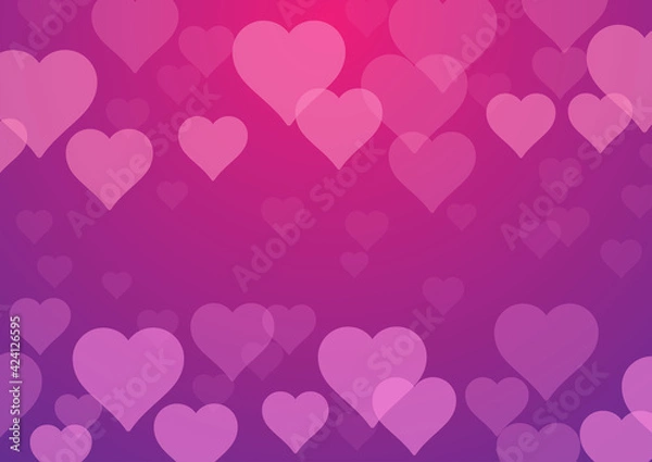 Fototapeta Background for Valentines day with pink hearts. Banner, website, postcard, invitation.