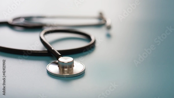 Fototapeta Black stethoscope, health care concept.