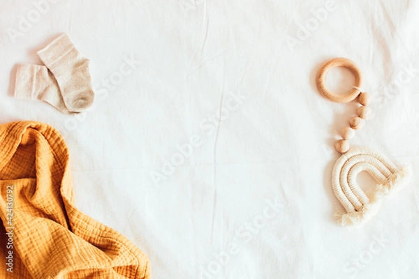 Obraz Baby wooden toy teether eco natural scandinavian nordic style