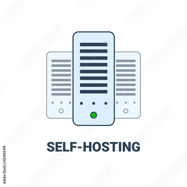 Obraz Hosting vector icon. Self-hosting or datacenter logo. Storage and exchange of information. Cloud server.