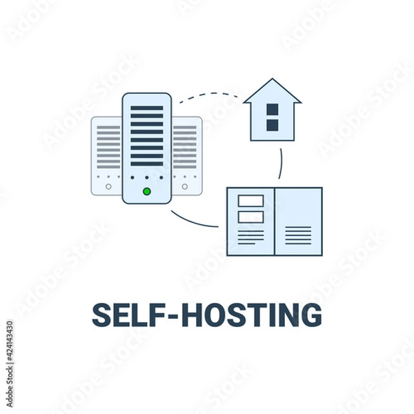 Obraz Hosting vector icon. Self-hosting or datacenter logo. Storage and exchange of information. Cloud server.