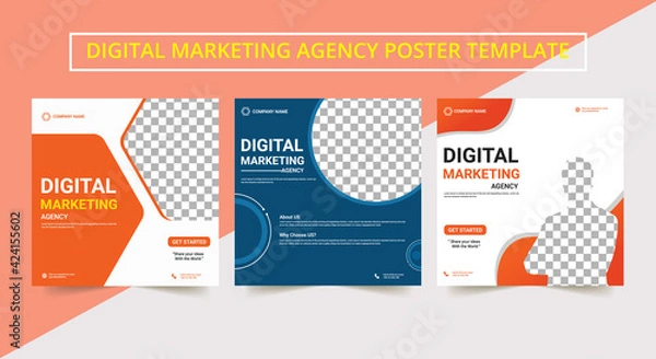 Fototapeta Set of Editable Square Banner Template Design Vector. Social Media Post and Online Advertising.