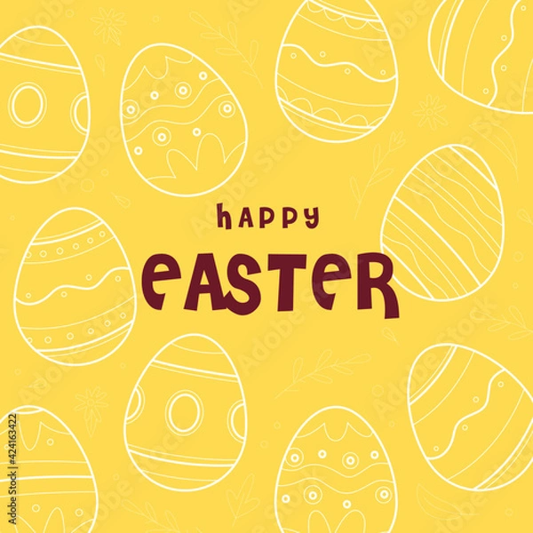 Obraz Hand Drawn Pastel Monochrome Easter Artwork