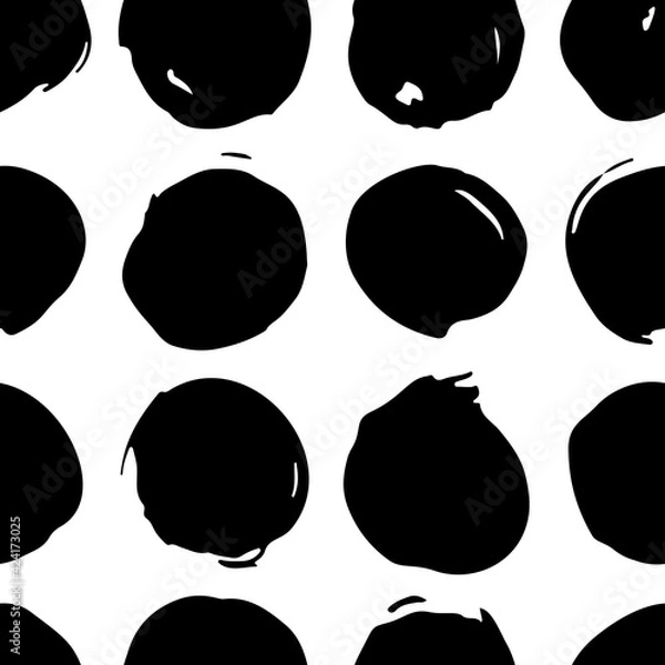 Fototapeta Hand painted abstract seamless pattern with inky dots and brush strokes. Modern vector background for wrapping paper, prints and textile. Contemporary backdrop in grunge style. Trendy background