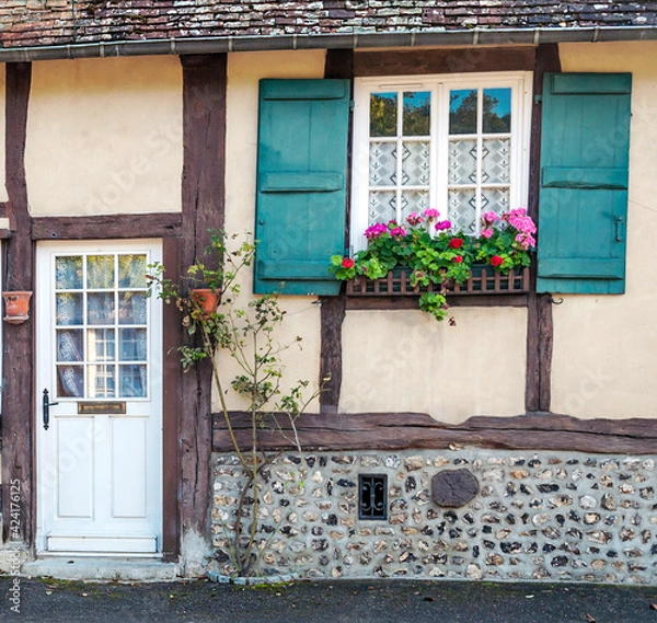 Fototapeta Windows in stone wall