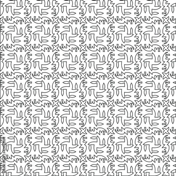 Fototapeta Geometric vector pattern with triangular elements. Seamless abstract ornament for wallpapers and backgrounds. Black and white colors.

