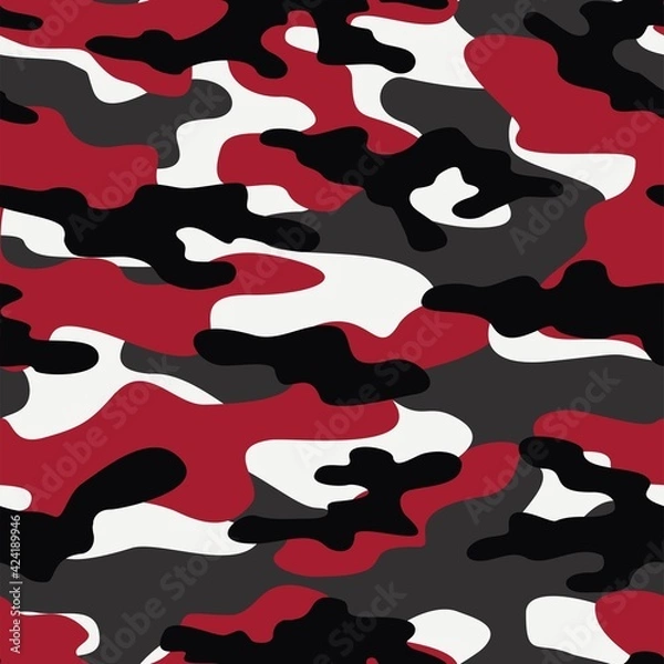 Fototapeta red camouflage military pattern liquid elements for printing clothes and fabrics