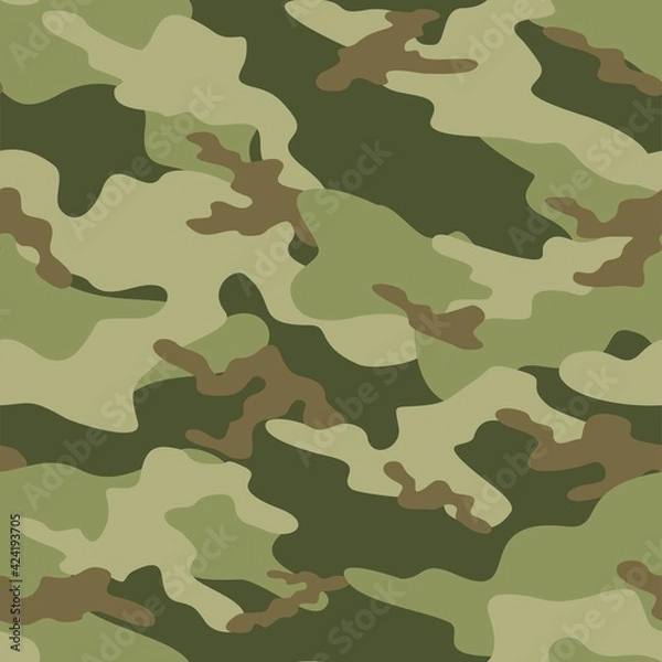 Fototapeta Camouflage military seamless vector green pattern for clothing, fabric prints. modern.
