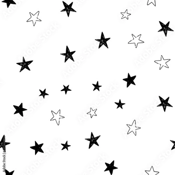 Fototapeta Star doodle seamless pattern. Background texture.