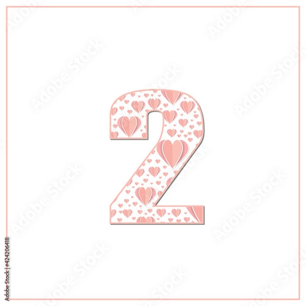 Obraz Abstract vector number 2 made from hear - numbers set