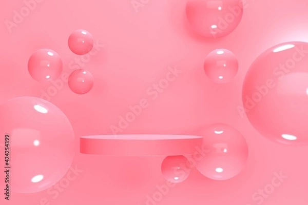 Fototapeta Mint abstract background with cylindrical and square podium. 3d rendering