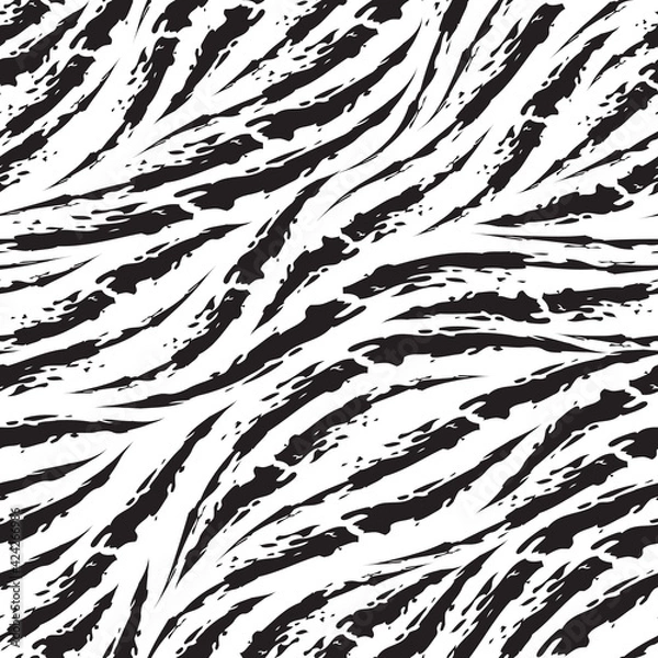 Obraz Seamless vector black and white pattern.Zebra skin.