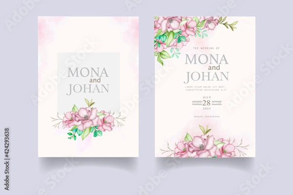 Fototapeta Elegant wedding invitation card set template 