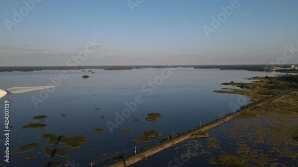 Obraz Aerial view of windmills in Pori, Finland. Wind turbines. Wind electric power