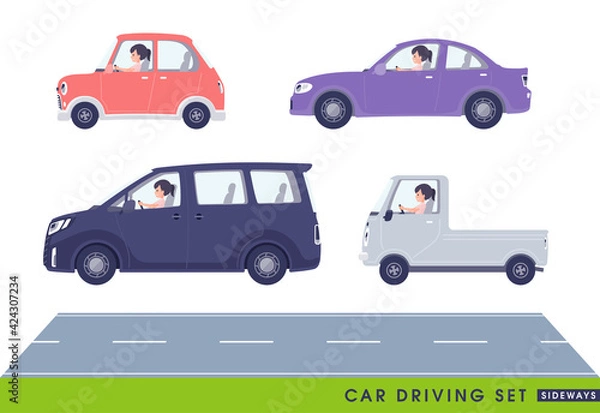 Fototapeta flat type medical staff woman_Cars-sideways