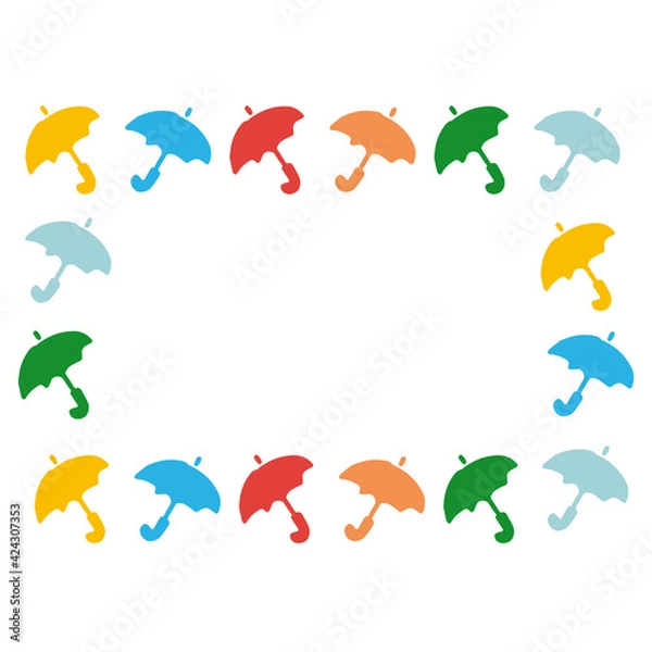 Fototapeta 傘マークのシンプルでカラフルなフレーム