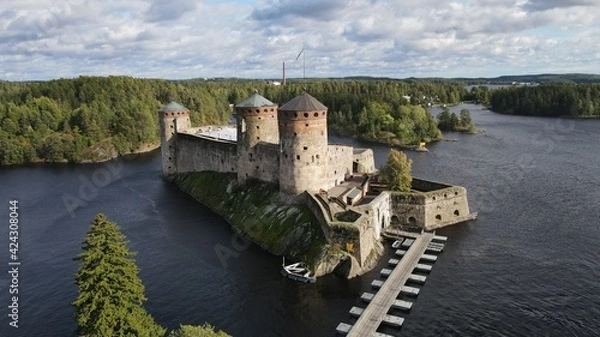 Obraz Aerial view of Olavinlinna castle in Savonlinna, Finland
Summertime