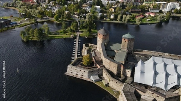 Obraz Aerial view of Olavinlinna castle in Savonlinna, Finland
Summertime