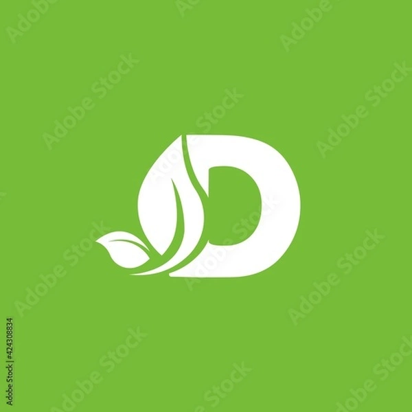 Fototapeta Letter D eco leaves logo icon design template elements