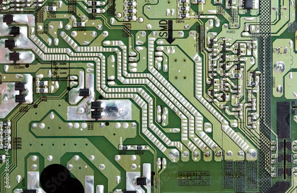 Fototapeta Printed circuit board,  Electronic hardware technology.