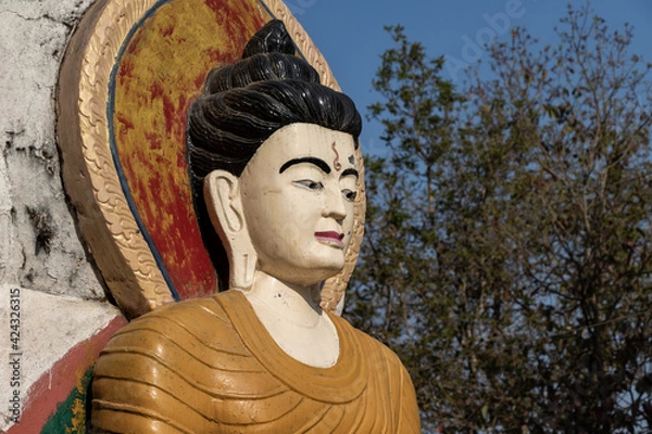 Fototapeta Statue of Buddha at Shreenagar, Tansen, Palpa, Nepal from where you can view all the scenic beauty around Tansen, Palpa.