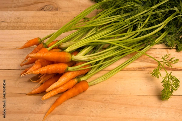 Fototapeta bunch of carrots on table