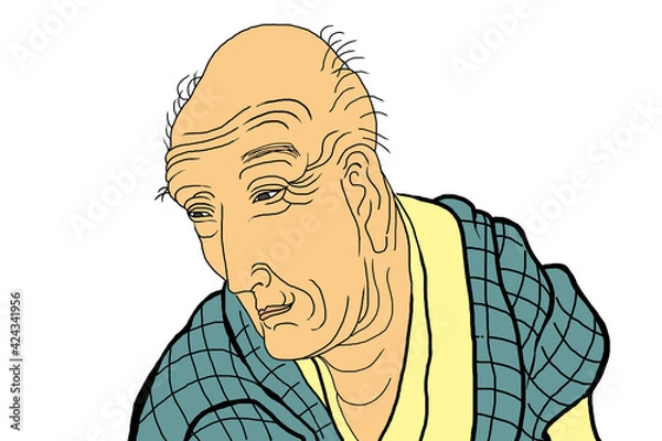 Fototapeta 葛飾北斎・自画像の模写