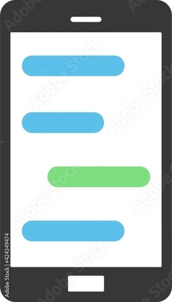 Fototapeta Black smartphone with white screen, menu button and camera, vector eps10. Smartphone mobile phone black color top view. Black Smartphone top, isolated on white.