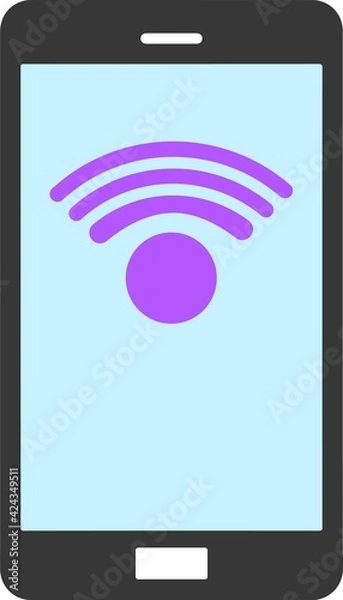 Fototapeta Black smartphone with white screen, menu button and camera, vector eps10. Smartphone mobile phone black color top view. Black Smartphone top, isolated on white.