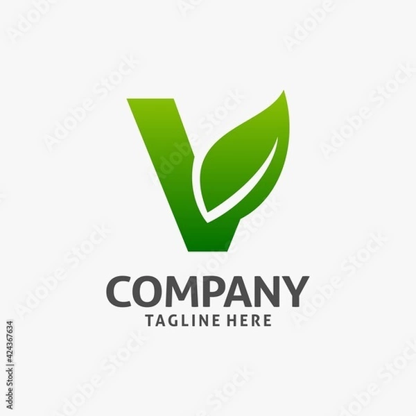 Fototapeta Letter V leaf logo design