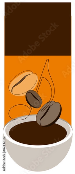 Obraz cup, coffe beans and note