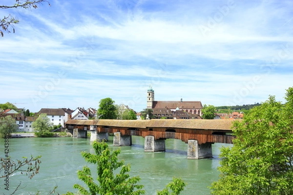 Fototapeta Holzbrücke Bad Säckingen