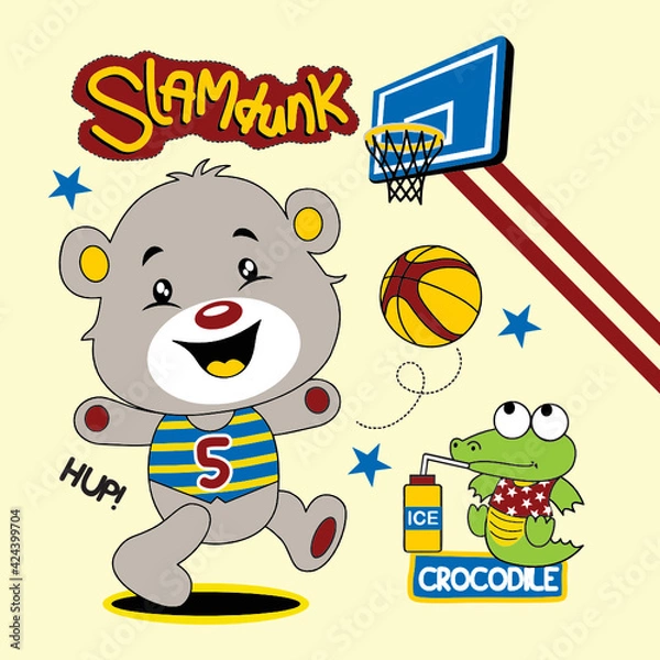 Obraz bear playing basketball vector illustration 