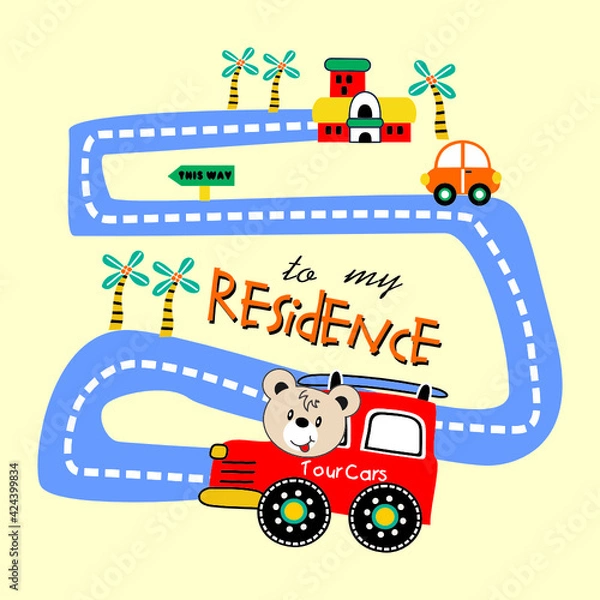 Obraz bear on his way cartton vector 