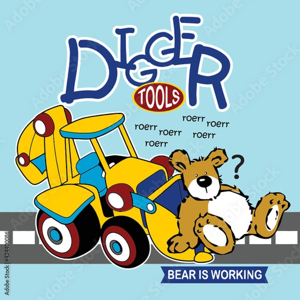 Obraz bear his heavy equipment cartoon vector 
