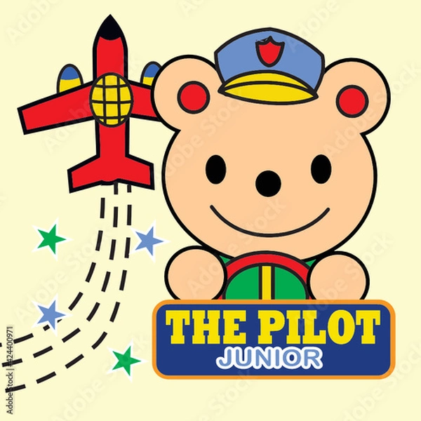 Obraz bear becomes great junior pilot cartoon 