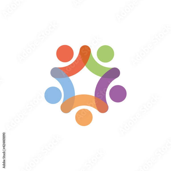 Obraz Five people logo colored icon. Vector illustration eps 10