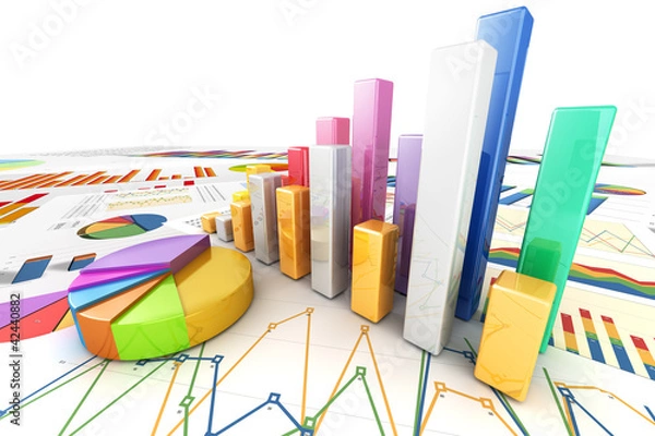 Obraz Graph diagram pie chart 3d