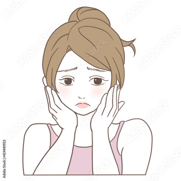 Fototapeta 皮脂くずれ　肌トラブルに困った女性