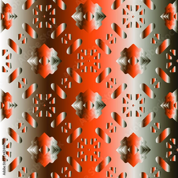 Fototapeta Patterns with black-and-red-and-white gradient. Abstract metallic background. 