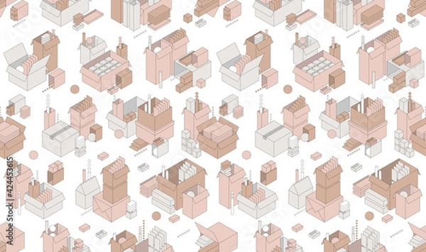 Obraz Delivery and shipping packaging seamless pattern